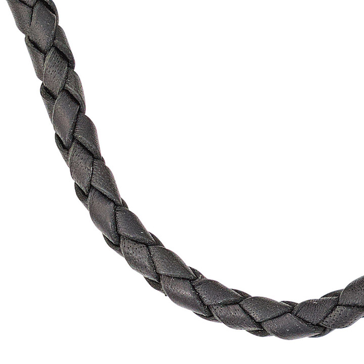 Leder Halskette Kette Schnur schwarz 50 cm Karabiner 925 Silber