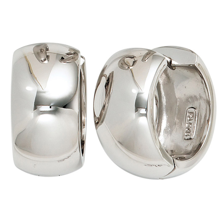 Sigo Creolen Breit Rund 925 Sterling Silber Rhodiniert Ohrringe