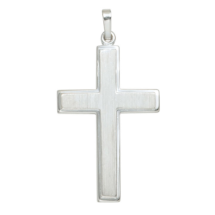 Anhänger Kreuz 925 Sterling Silber mattiert Kreuzanhänger Silberkreuz