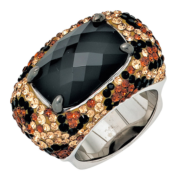 Damen Ring breit 925 Sterling Silber mit SWAROVSKI® ELEMENTS Silberring