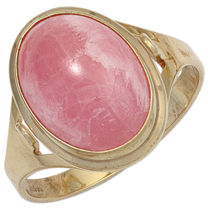 Damen Ring 585 Gold Gelbgold 1 Rhodochrosit rosa Goldring