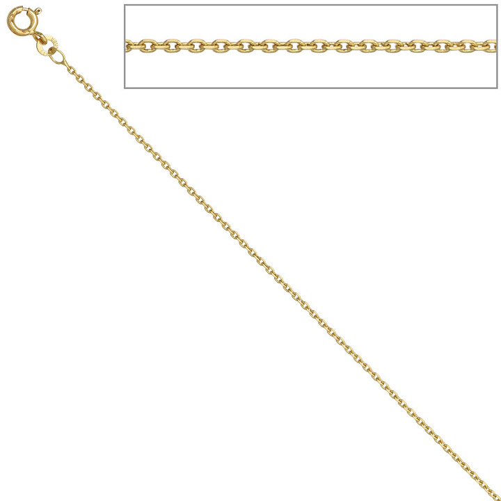 Ankerkette 585 Gelbgold 1,2 mm 45 cm Gold Kette Halskette Goldkette Federring