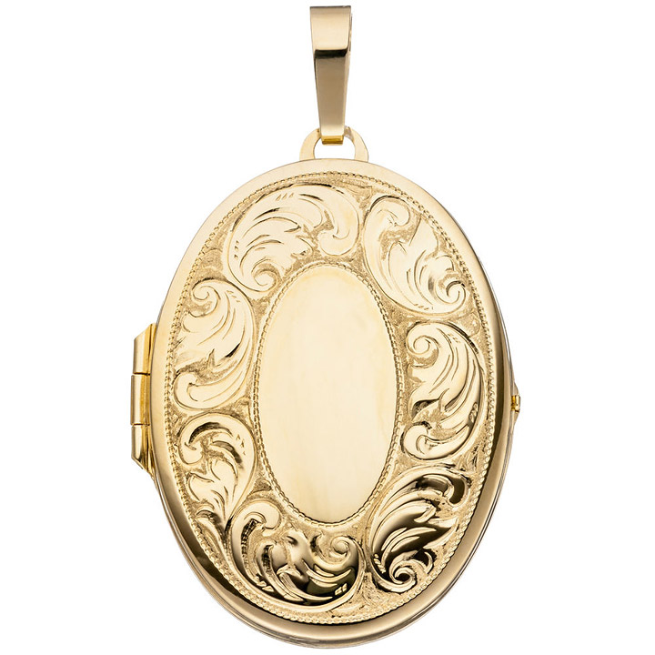 Medaillon oval für 2 Fotos 925 Silber gold vergoldet Anhänger zum Öffnen