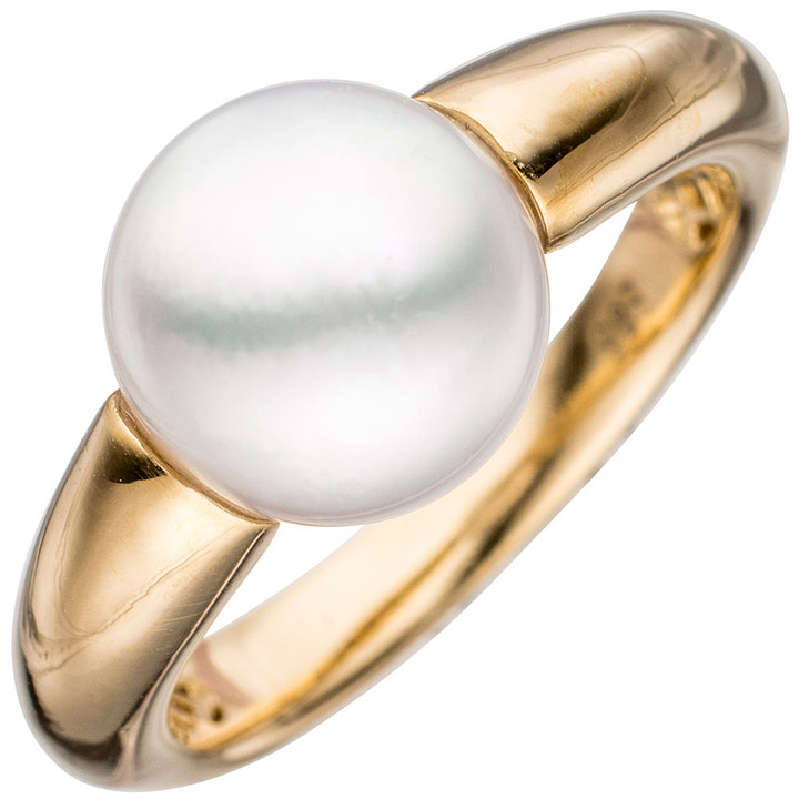 Damen Ring 585 Gold Gelbgold 1 Südsee-Perle Goldring Perlenring Goldring