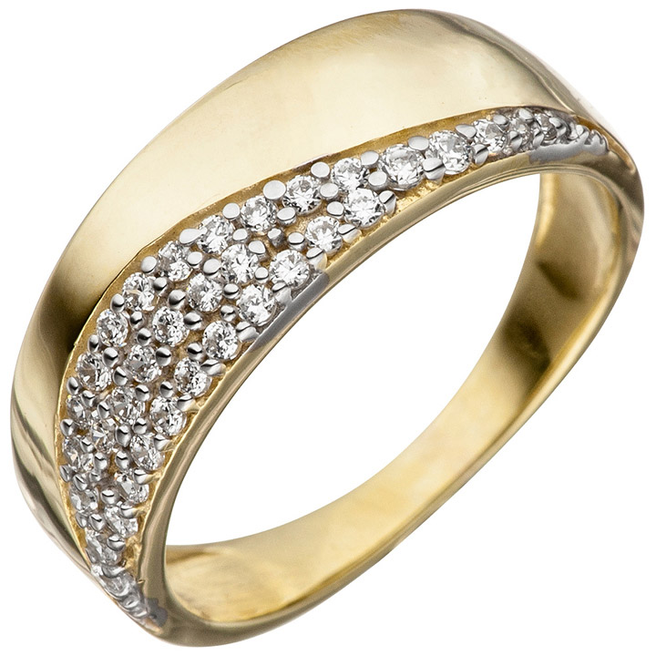 Damen Ring 333 Gold Gelbgold bicolor mit Zirkonia Goldring