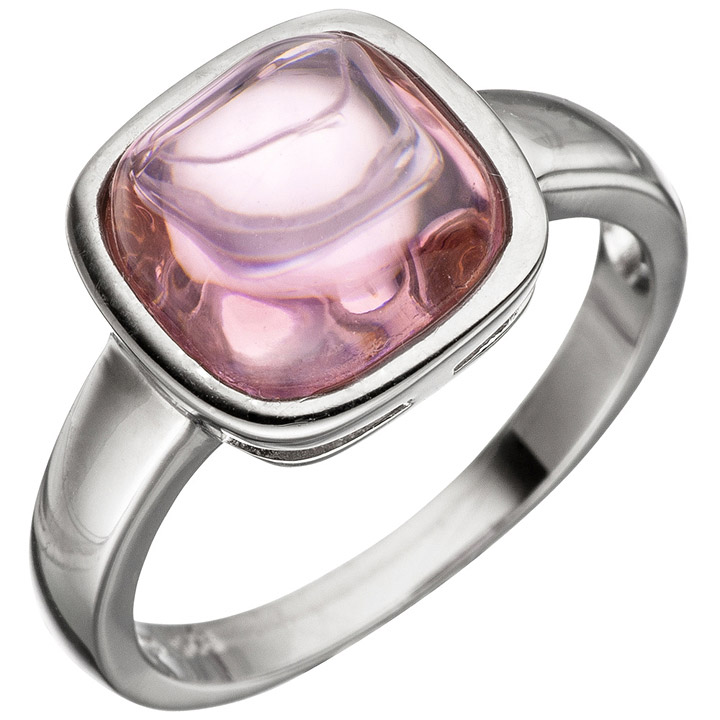 Damen-Ring ausgeprägte Sterling Silber 925 Natur Edelstein Rosa Safir