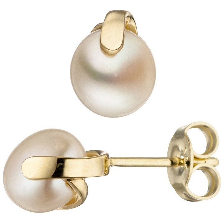 SIGO - Ohrstecker 585 Gold Gelbgold 2 Süßwasser Perlen Ohrringe  Perlenohrstecker - GOETTGEN - Die Schmuck Profis