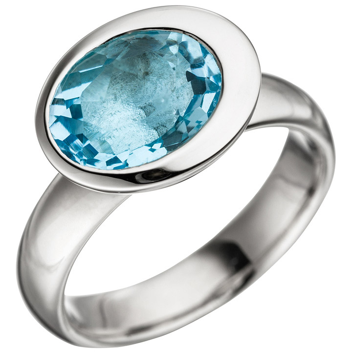 Damen Ring 925 Sterling Silber 1 Blautopas hellblau blau Silberring Topasring