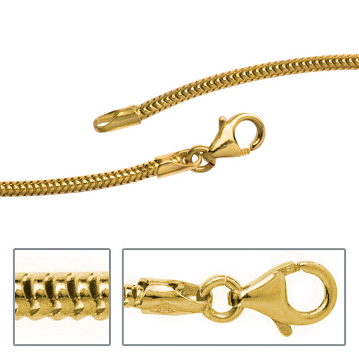 Schlangenkette aus 333 Gelbgold 1,9 mm 50 cm Gold Kette Halskette Goldkette