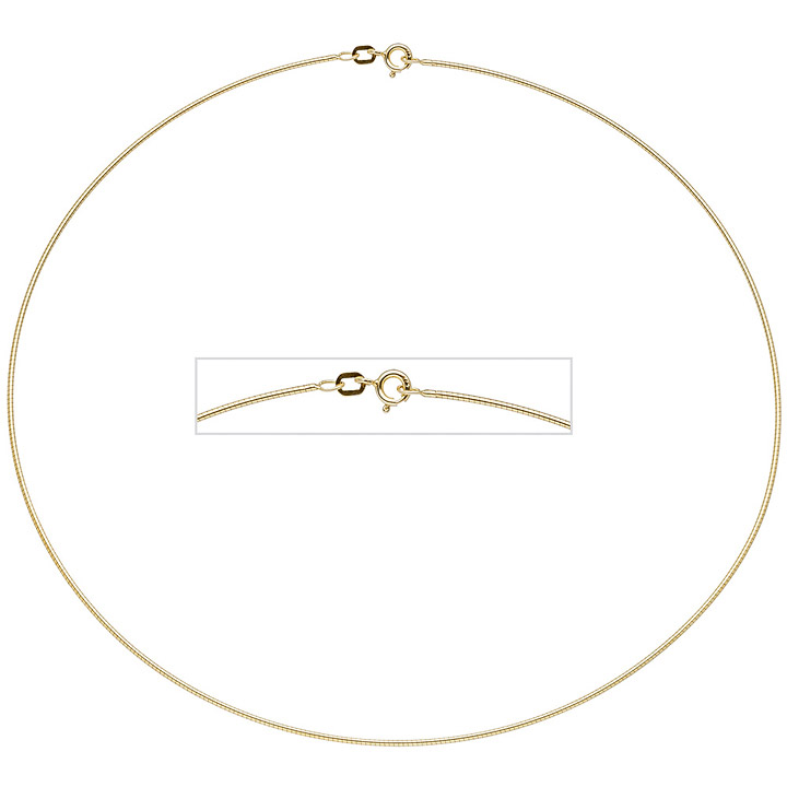 Halsreif 925 Sterling Silber gold vergoldet 1,1 mm 45 cm Kette Halskette