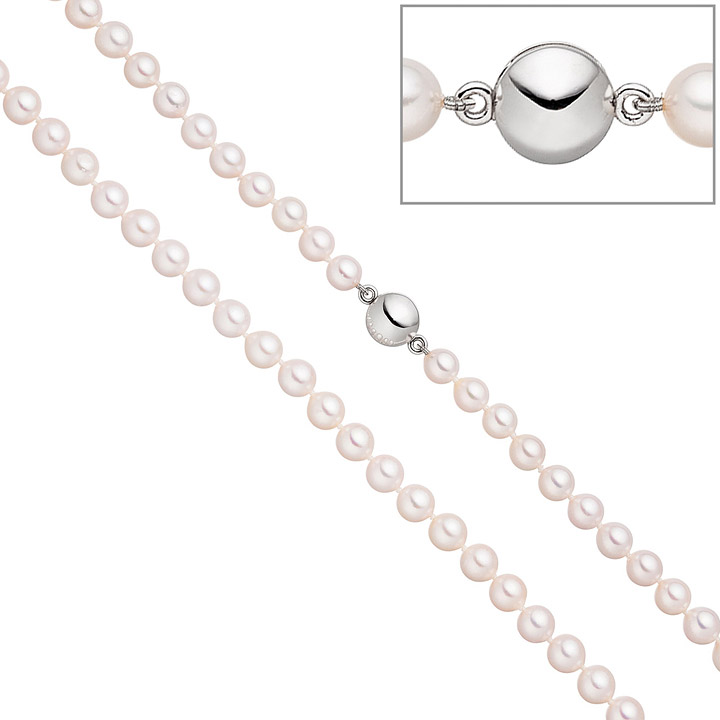 Perlenkette mit Akoya Perlen 45 cm Magnet-Schließe aus 925 Sterlingsilber