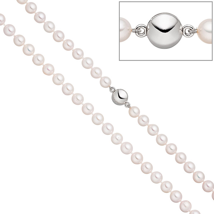 Perlenkette mit Akoya Zuchtperlen 45 cm Magnet-Schließe aus 925 Sterlingsilber