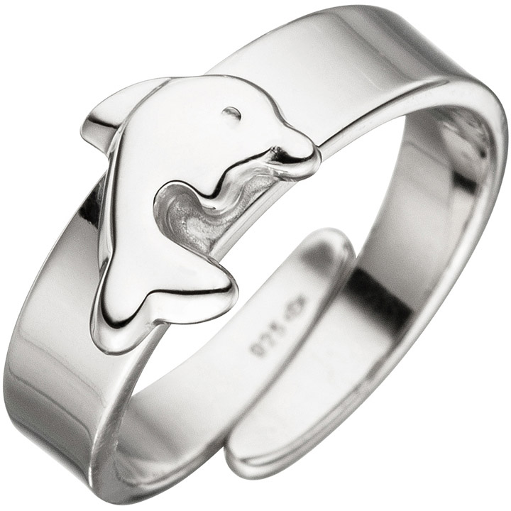 Kinder Ring Delfin 925 Sterling Silber Silberring Kinderring verstellbar