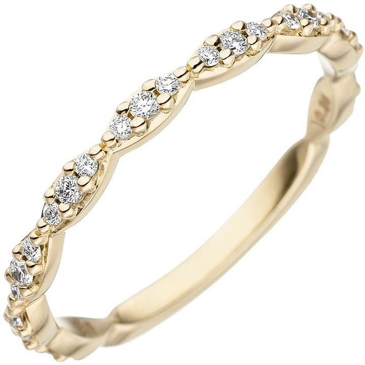 Damen Ring 585 Gold Gelbgold 27 Diamanten Brillanten Goldring Diamantring