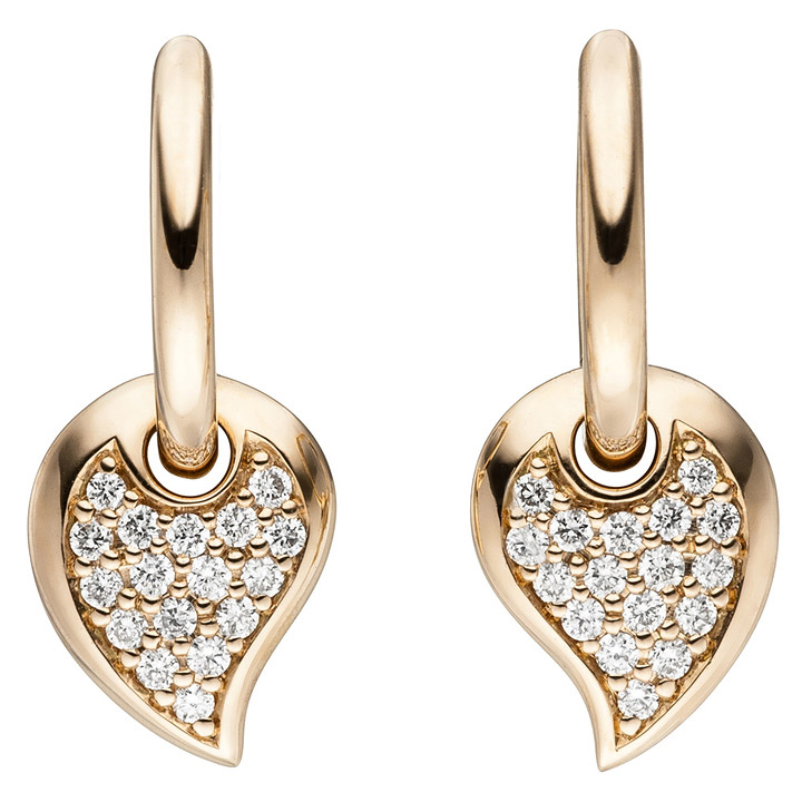 Creolen 585 Gold Rotgold 34 Diamanten Brillanten Ohrringe Diamantohrringe