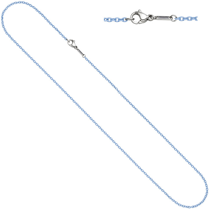 Rundankerkette Edelstahl blau lackiert 45 cm Kette Halskette Karabiner