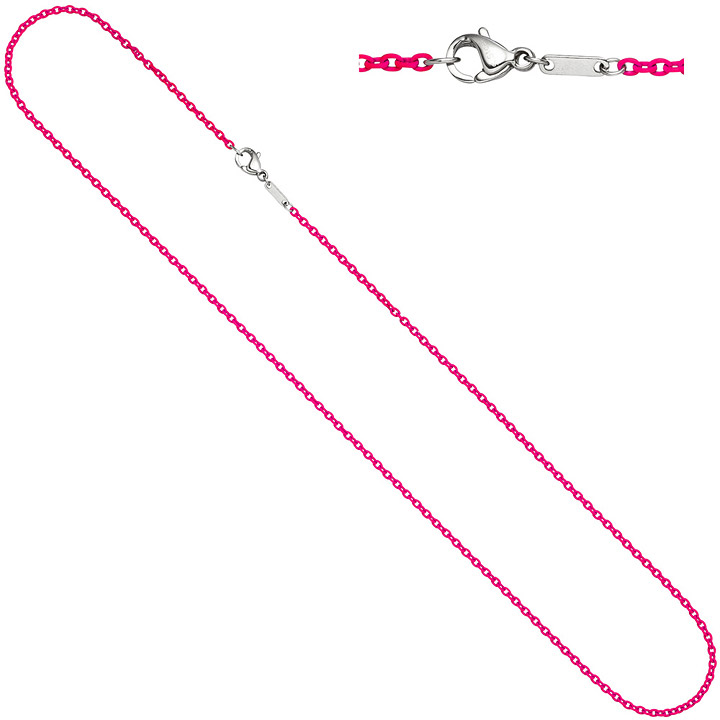 Rundankerkette Edelstahl pink lackiert 50 cm Kette Halskette Karabiner