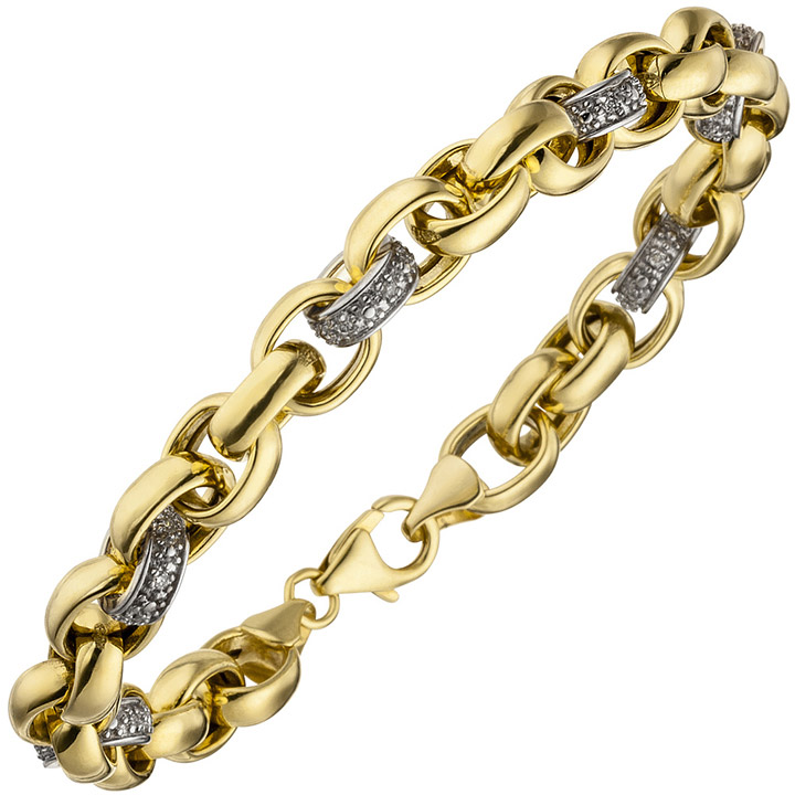 Armband 375 Gold Gelbgold 36 Diamanten Brillanten 20 cm Goldarmband