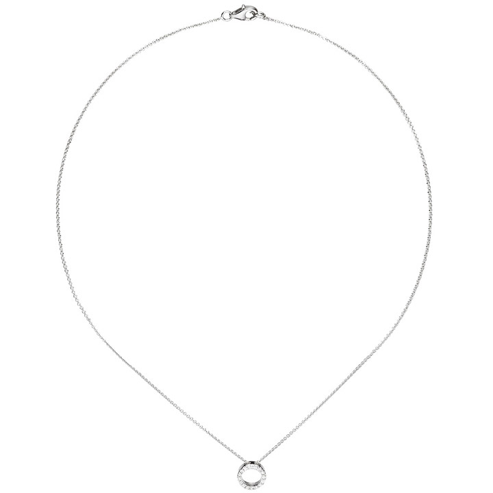 Collier / Kette mit Anhänger 925 Sterling Silber 16 Zirkonia 43 cm Silberkette