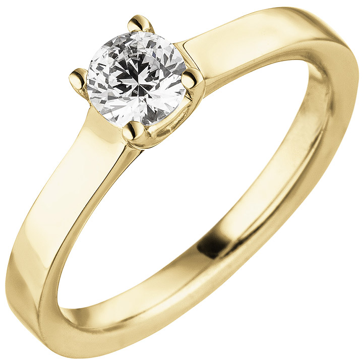 Damen Ring 585 Gold Gelbgold 1 Diamant Brillant 0,50 ct.Diamantring Solitär