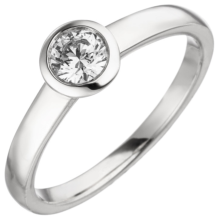 SIGO - Damen Ring 585 Gold Weißgold 1 Diamant Brillant 0,25 ct. Diamantring  Solitär - GOETTGEN - Die Schmuck Profis