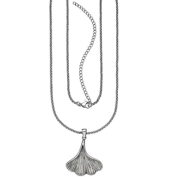 Collier Ginkgo Edelstahl mattiert 60 cm Karabiner