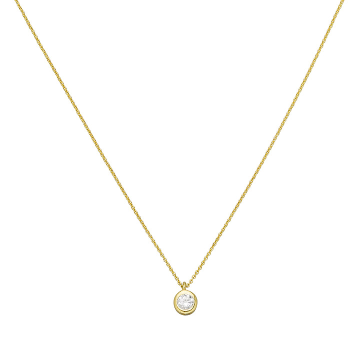 Collier Kette mit Anhänger 925 Silber vergoldet 1 Zirkonia 43 cm Kette