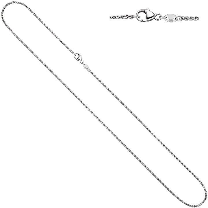 Zopfkette 585 Gold Weißgold 1,2 mm 50 cm Kette Halskette Goldkette Karabiner