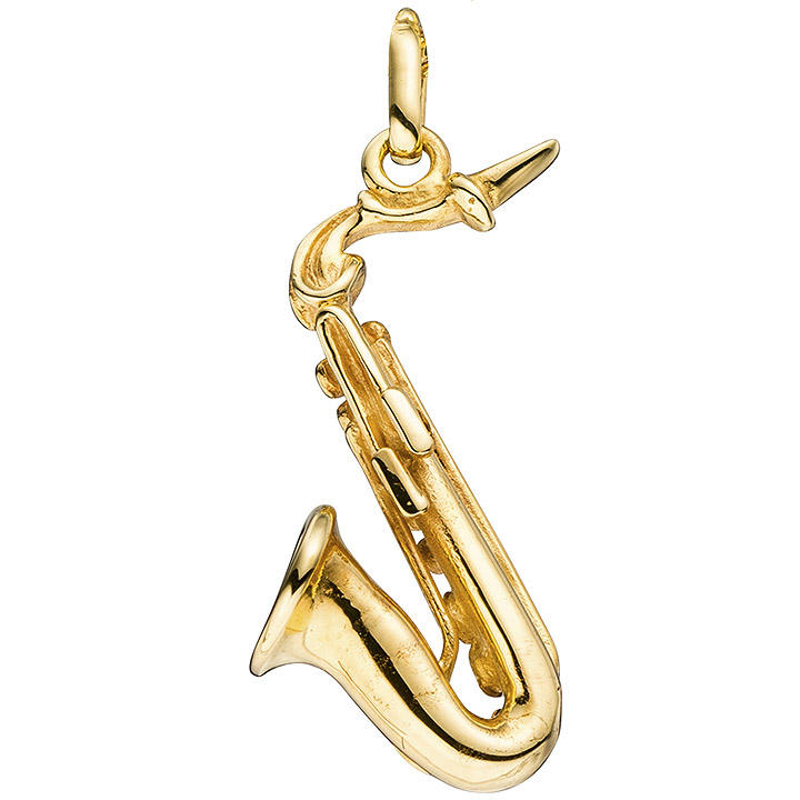 Anhänger Saxophon 925 Sterling Silber gold vergoldet