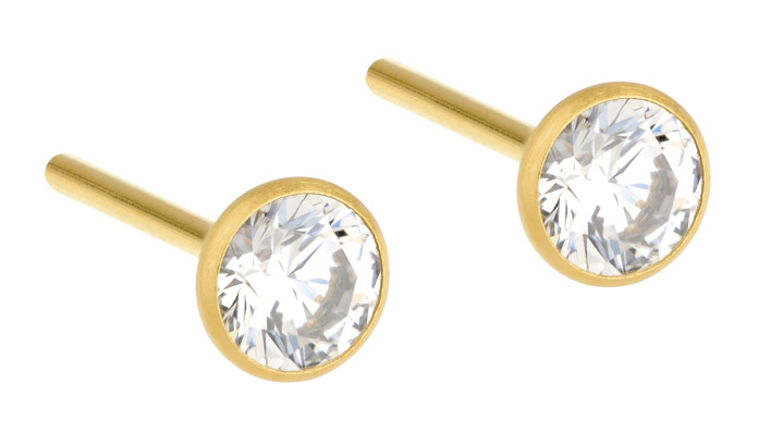 Ohrstecker, poliert, Gelbgold beschichtet,