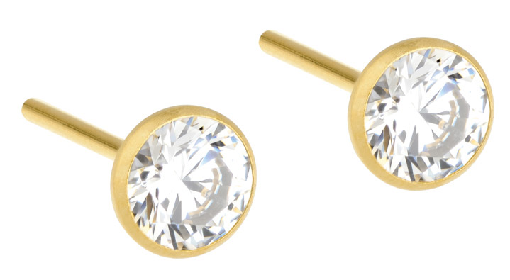 Ohrstecker, poliert, Gelbgold beschichtet,