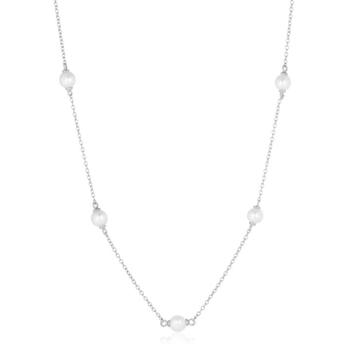 Halskette 925 Silber Padua CinQue mit weißen Zirkonia und Süßwasserperle