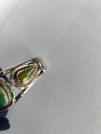 Armreif Indianisch Sterling Silber grüne Steine Antik