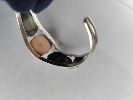 Armreif Indianisch Sterling Silber grüne Steine Antik