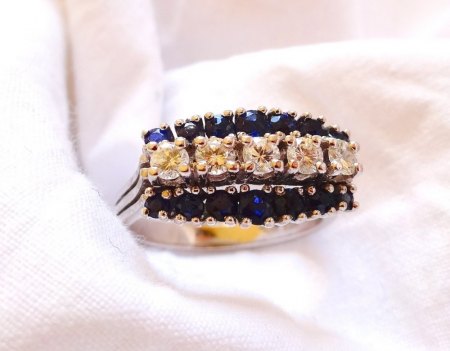 Diamant-Saphir Ring zu verkaufen