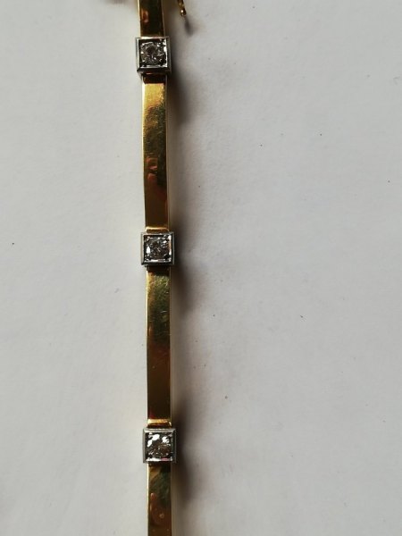 1 Armband 750 Gelbgold Fassungen Weissgold