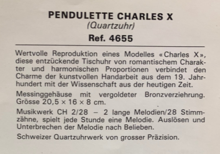 Pendulette Charles X / Reuge