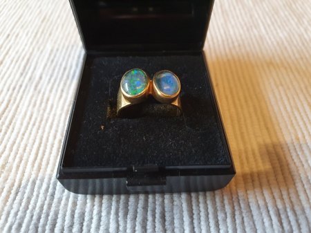 Opal Ring 3,20 ct. (gelbgold 585) Opalring mit 2 großen Steinen