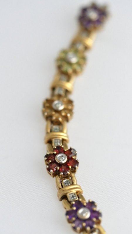 Vergoldetes 925 Armband mit bunten Steinen