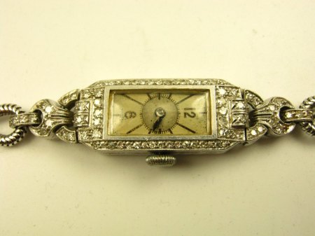 Platin Uhr mit Diamanten und Weißgoldarmband