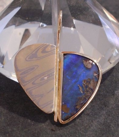 Silber Collier Schlangenkette mit Boulder Opal