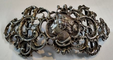 Alte Gürtelschnalle, 800 Silber, zweiteilig