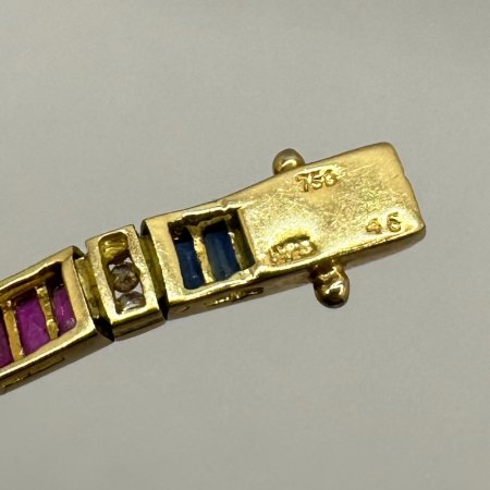 Set: Armband Gold, mit Farbsteinen und Diamanten + dazu passende Ohrringe